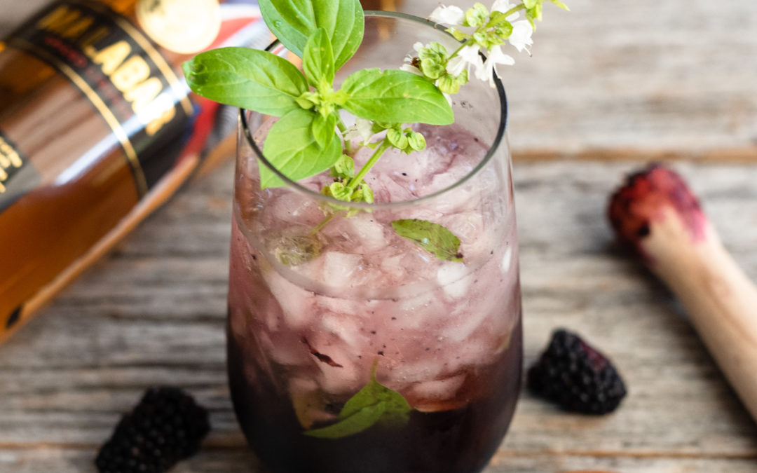 Basil Blackberry Gin and Tonic Cocktail